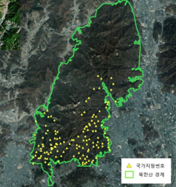 시범사업 대상 국가지점번호 위치도